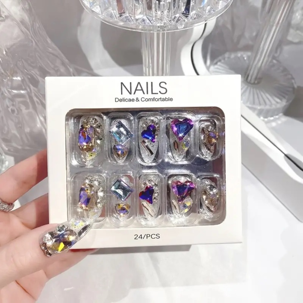 Handmade Press On Nails 3d Heart Design 24pcs